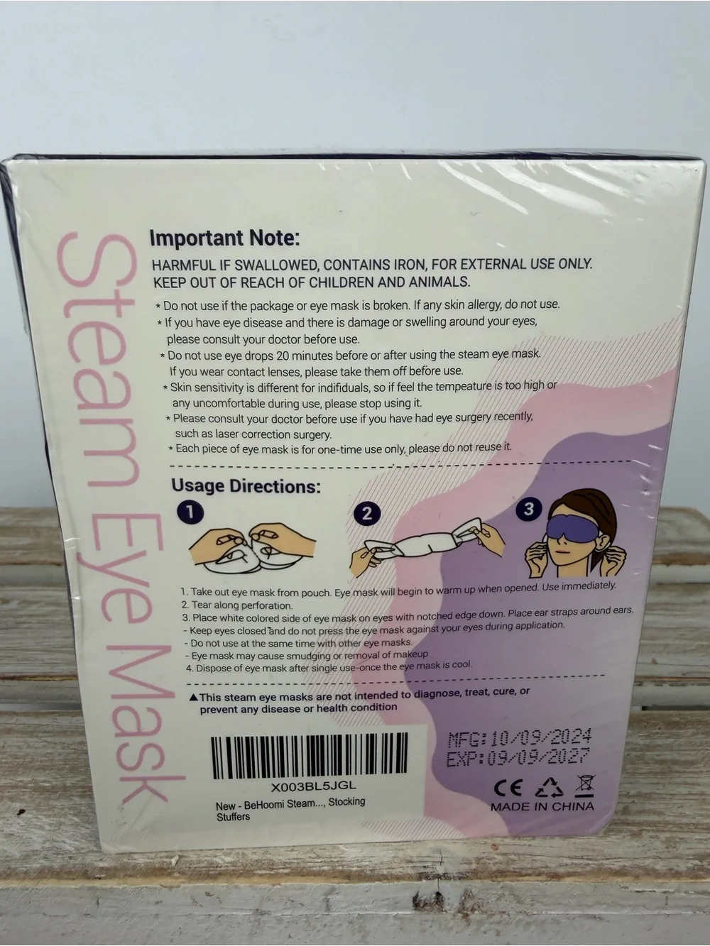 BeHoomi Lavender-scented Steam Eye Masks designed for relaxation & stress relief